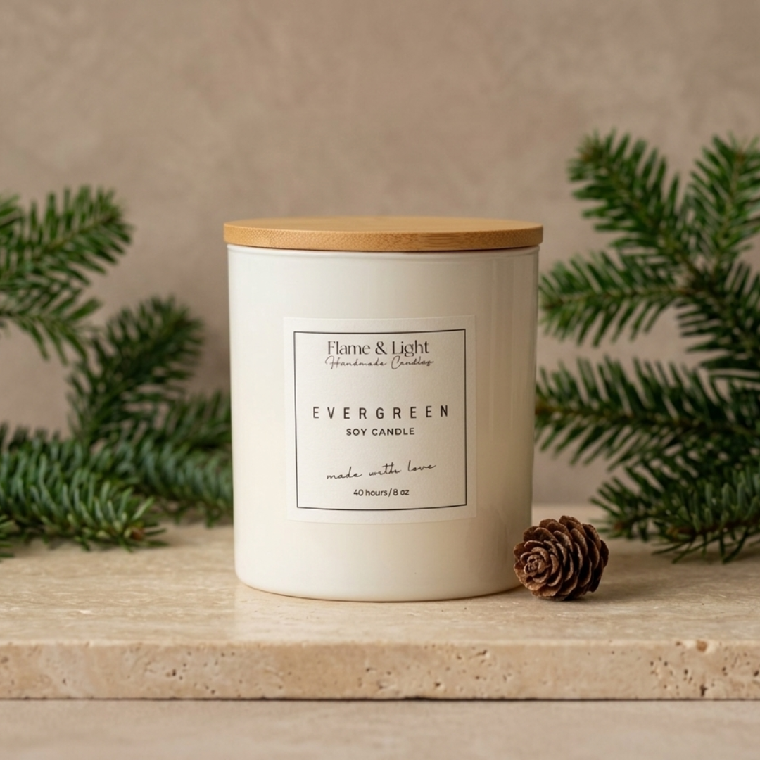 Evergreen Candle 8oz. (White Jar)